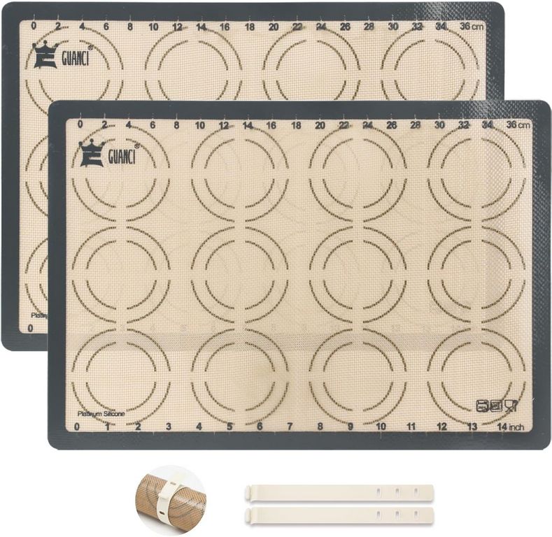 Guanci 2-pack professional silicone baking mats 0.7mm thick non-stick